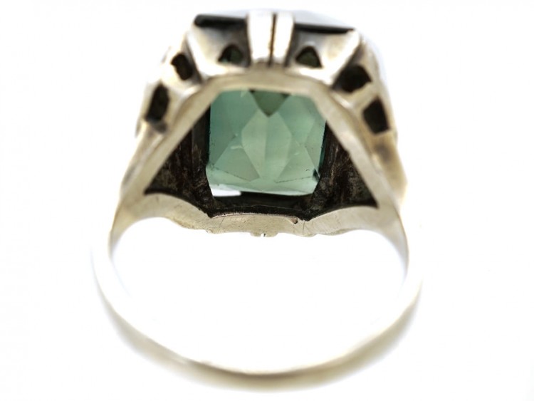 Theodor Fahrner Art Deco Silver ​& Synthetic Green Stone Ring
