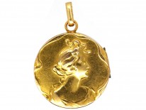 Art Nouveau 18ct Gold Locket of a Lady