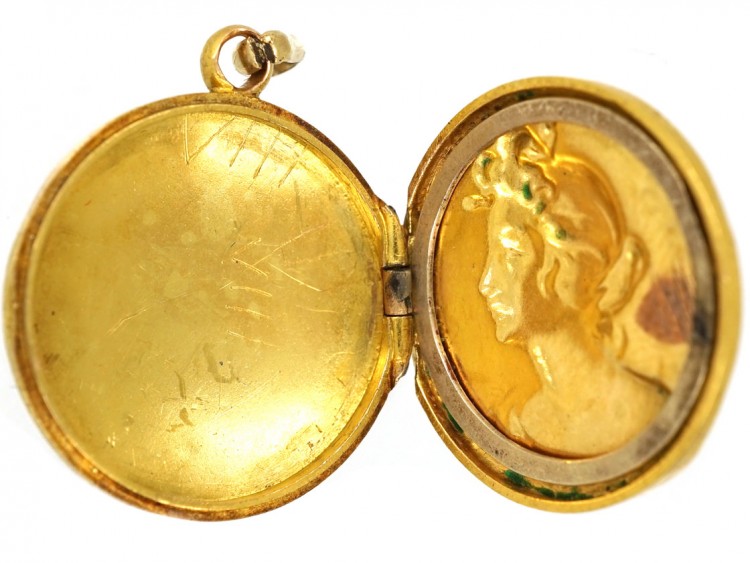 Art Nouveau 18ct Gold Locket of a Lady