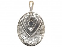 Victorian Silver Oval Locket With Overlap Detail