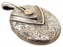 Victorian Silver Oval Locket With Overlap Detail