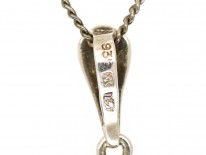 Art Deco Silver, Diamond ​& Onyx Pendant on Silver Chain
