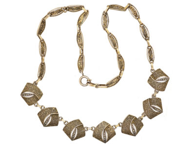 Theodor Fahrner Art Deco Silver Gilt ​& Marcasite Necklace