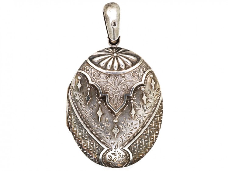 Victorian Silver Locket With Layered Detail