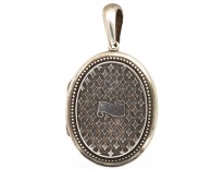 Victorian Oval Silver Locket With Diamond Detail