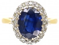 Sapphire ​& Diamond Oval Cluster Ring