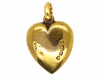 Edwardian 15ct Gold Sapphire ​& Diamond Heart Shaped Pendant