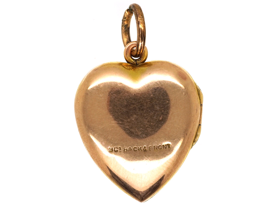 Edwardian Plain 9ct Back And Front Gold Heart Locket 564h The Antique