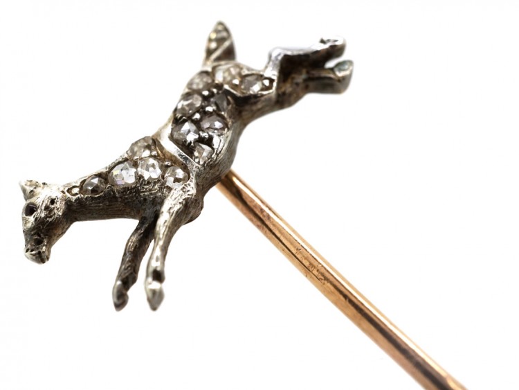 Edwardian Diamond Set Stick Pin of a Galloping Horse