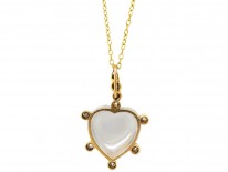 Edwardian Moonstone ​& Diamond Heart Pendant On Gold Chain
