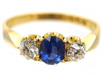 Edwardian Sapphire ​& Diamond Three Stone Ring