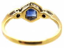 Art Deco 18ct Gold ​& Platinum, Sapphire ​& Diamond Ring