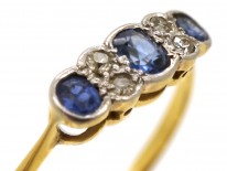 Edwardian 18ct Gold ​& Platinum, Sapphire ​& Diamond Ring