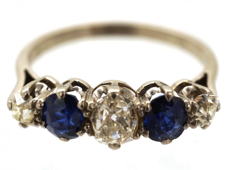 18ct White Gold, Sapphire ​& Diamond Five Stone Ring