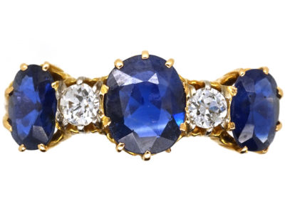 Edwardian Five Stone Sapphire & Diamond Ring