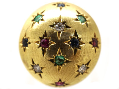 Multi Gem 18ct Gold Retro Ring