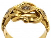 18ct Gold Large Victorian Diamond Set Knot Ring