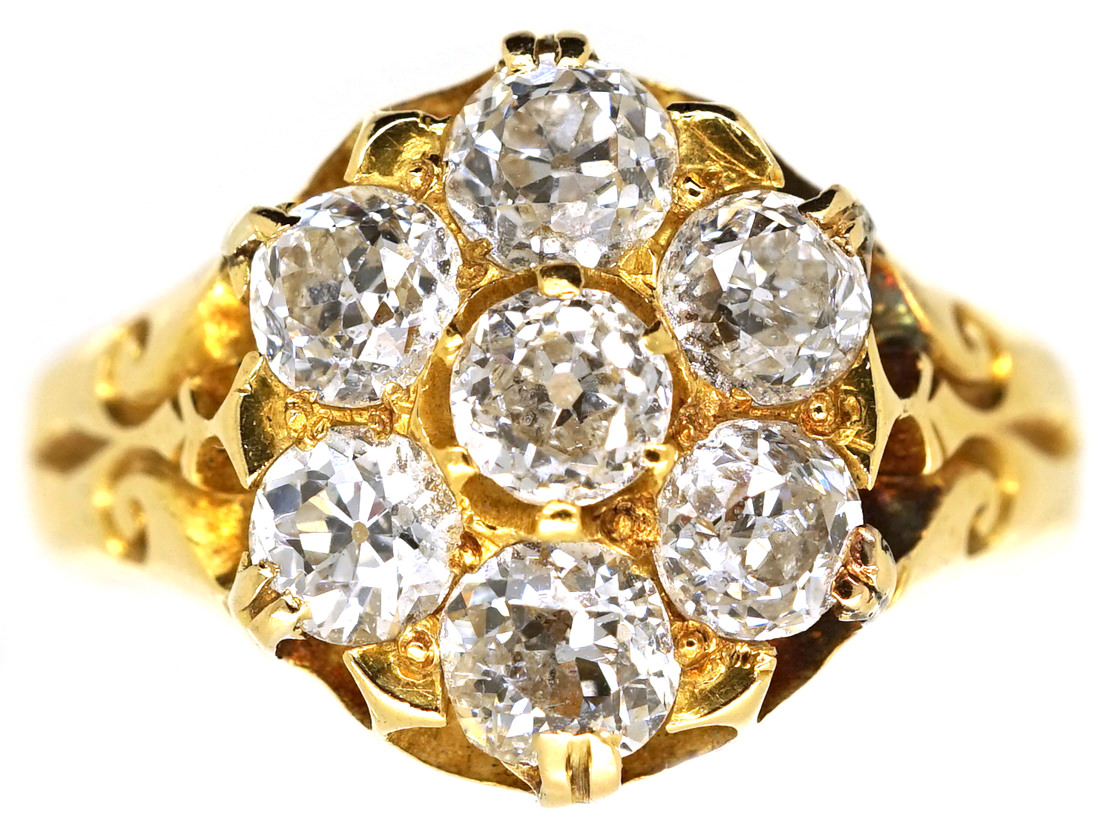 Victorian 18ct Gold Diamond Cluster Ring (555D) | The Antique Jewellery