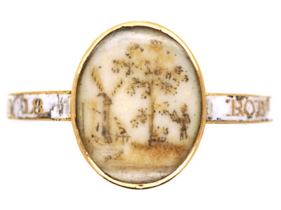 18ct Gold & White Enamel Georgian Memorial Ring