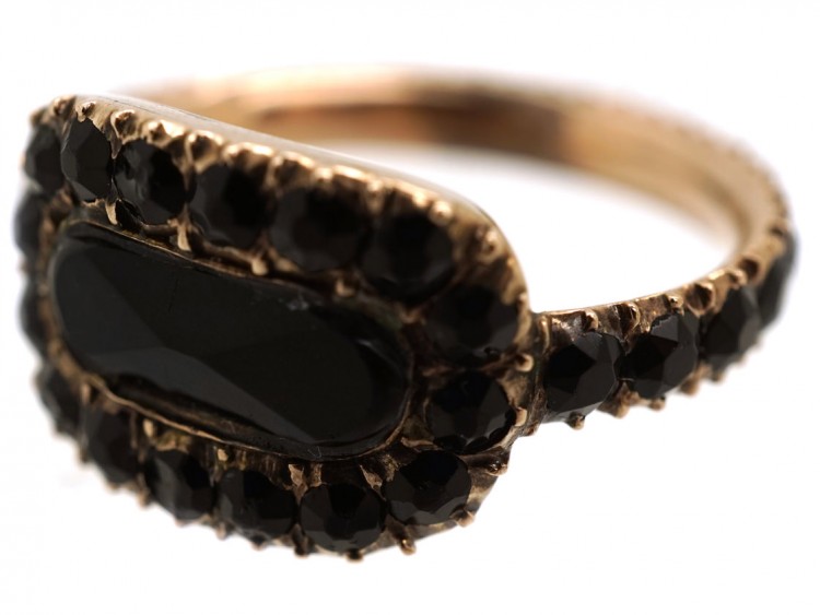 Gold & Vauxhall Glass Georgian Mourning Ring