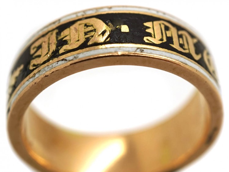 15ct Gold & Enamel Georgian Memorial Ring