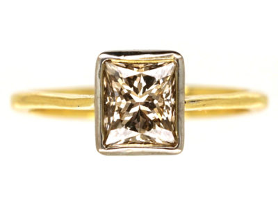 18ct Gold Rectangular Cognac Diamond Ring