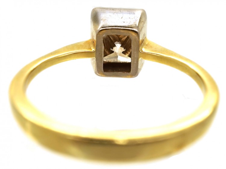 18ct Gold Rectangular Cognac Diamond Ring