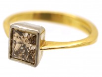 18ct Gold Rectangular Cognac Diamond Ring