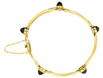 French Art Deco 18ct Gold ​& Cabochon Sapphire Bracelet