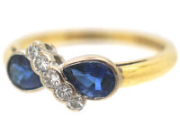 18ct Gold, Sapphire ​& Diamond Crossover Ring