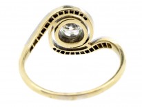 Art Nouveau 18ct Gold, Platinum ​& Diamond Swirly Ring