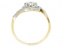 Art Nouveau 18ct Gold, Platinum ​& Diamond Swirly Ring