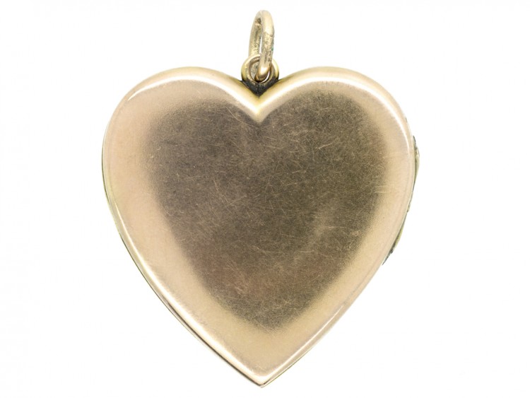 Edwardian 15ct Gold Heart locket With Sapphire & Diamond Detail
