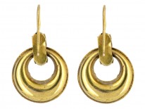 Victorian 15ct Gold Hoop Earrings Set with Emeralds
