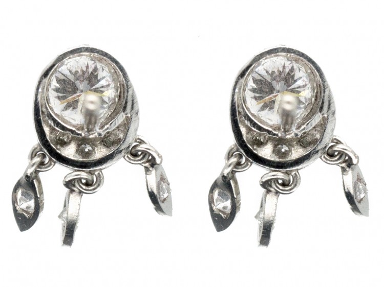 Edwardian Diamond Stud Fringe Earrings