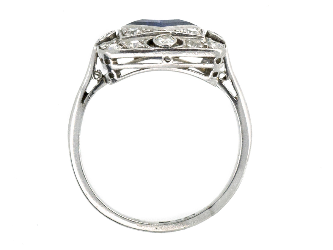 Art Deco Platinum & Natural Burmese Square Sapphire Ring (49/J) | The ...