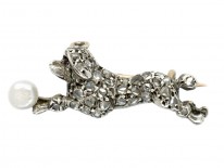 Victorian Diamond Poodle Chasing Ball Novelty Brooch