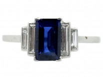 Art Deco Sapphire & Diamond Platinum Ring