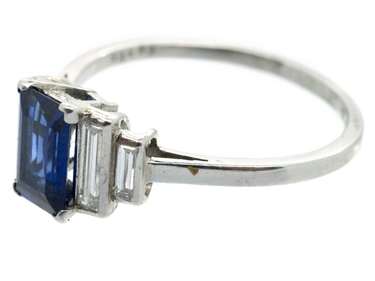 Art Deco Sapphire & Diamond Platinum Ring