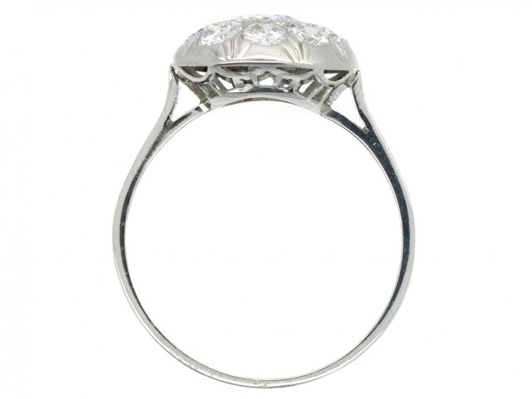 Art Deco Diamond Cluster Platinum Bombé Ring