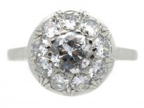 Art Deco Diamond Cluster Platinum Bombé Ring