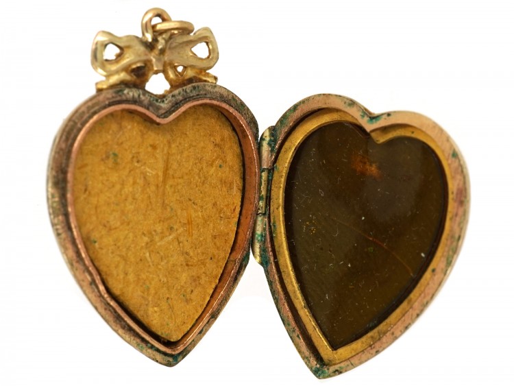 Edwardian 9ct Gold Heart Locket Set With a Rose Diamond