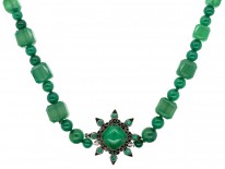 Green Chalcedony & Silver Necklace Attributed to Sybil Dunlop