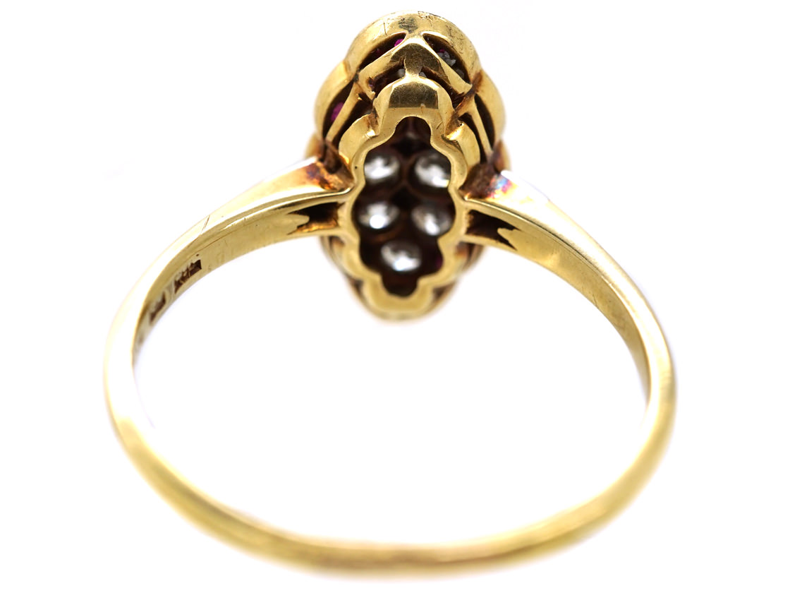 Art Deco 18ct Gold, Platinum, Ruby & Diamond Scallop Design Ring (519H ...