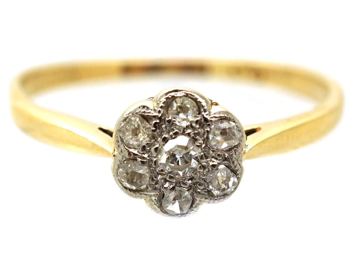 Edwardian 18ct Gold, Platinum & Diamond Cluster Ring (169/O) | The ...