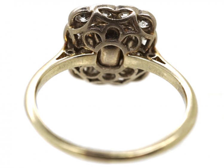 18ct Gold ​& Platinum, Columbian Emerald ​& Diamond Rectangular Ring