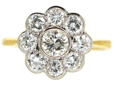 18ct Gold & Platinum Diamond Daisy Cluster Ring