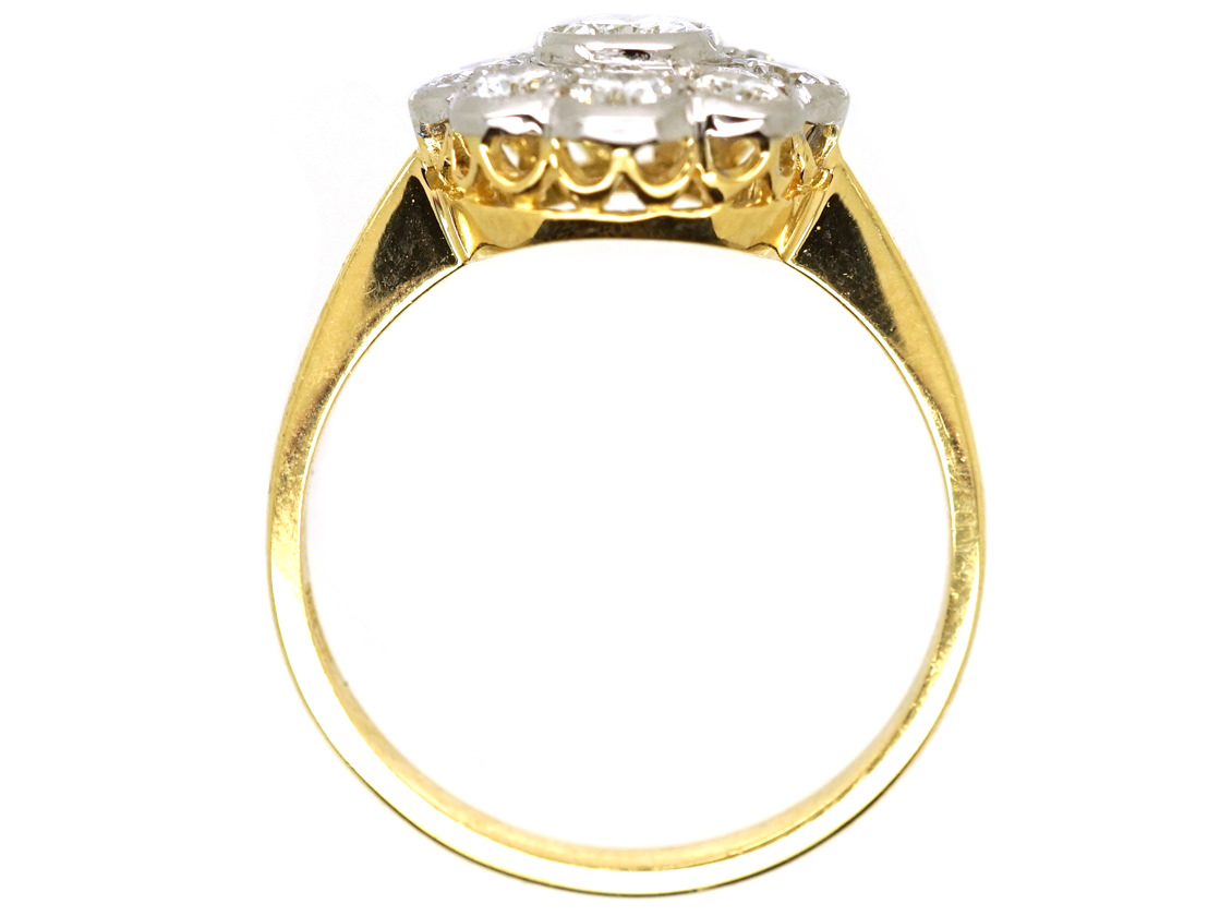 18ct Gold & Platinum Diamond Daisy Cluster Ring (636H) | The Antique ...