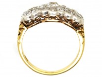 Edwardian 18ct Gold, Platinum ​& Diamond Triple Cluster Ring