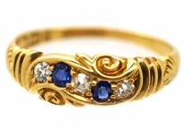Victorian 18ct Gold Sapphire & Diamond Twist Ring
